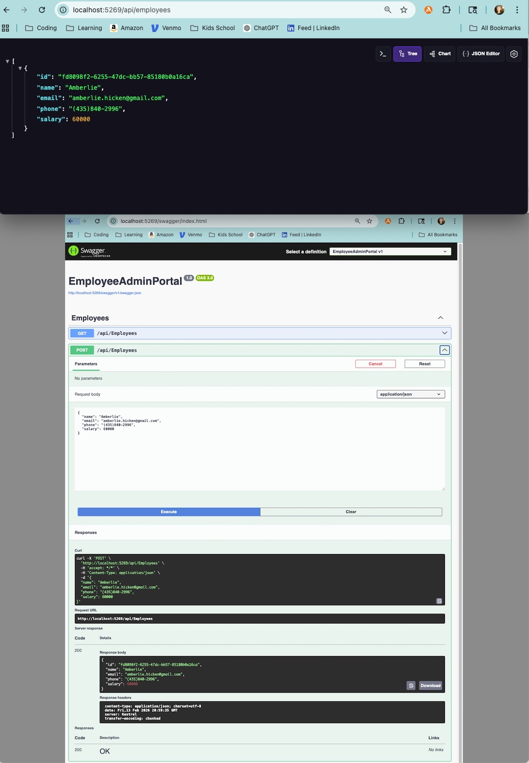 Employee Admin Portal interface
