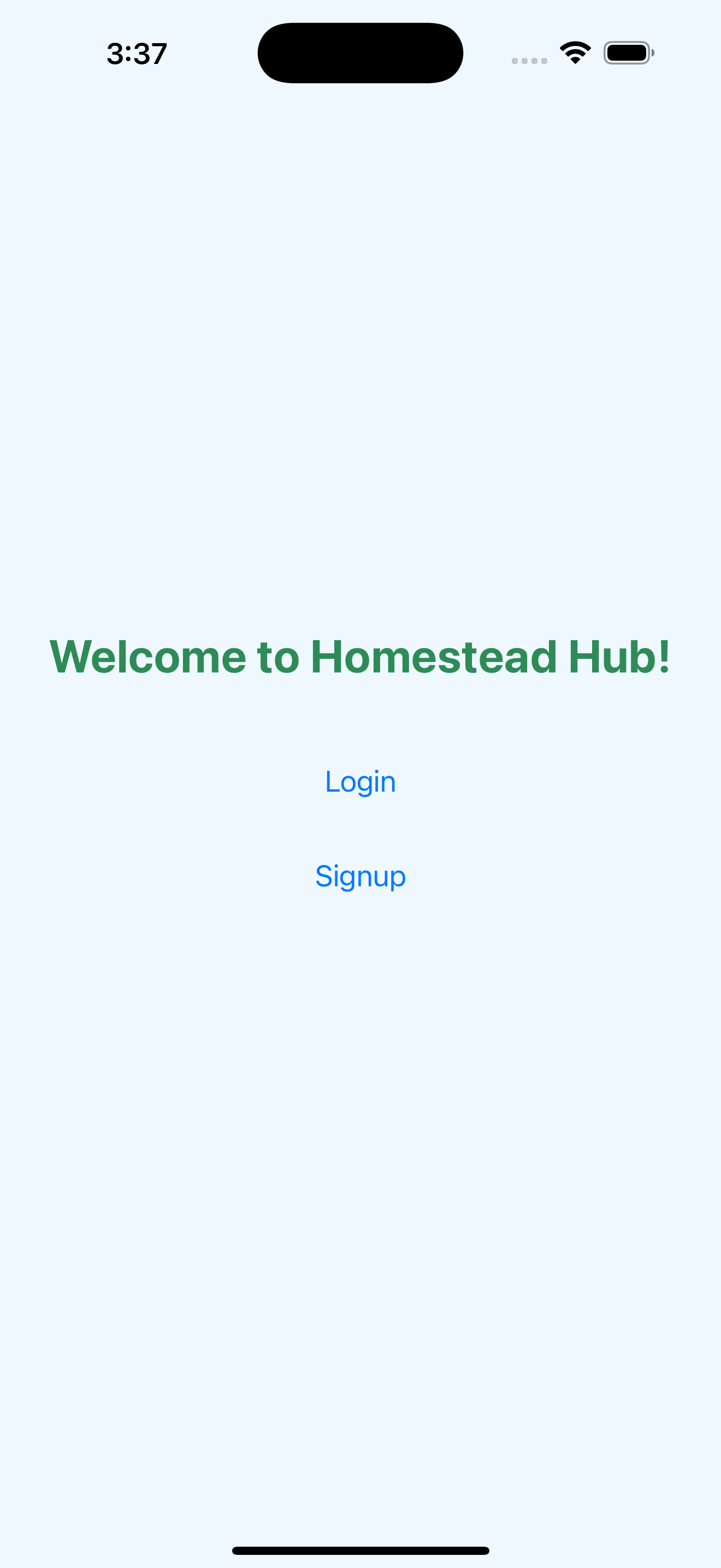Homestead Hub mobile app screens